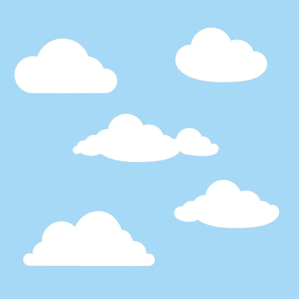 Clouds set on blue background. render objects vector