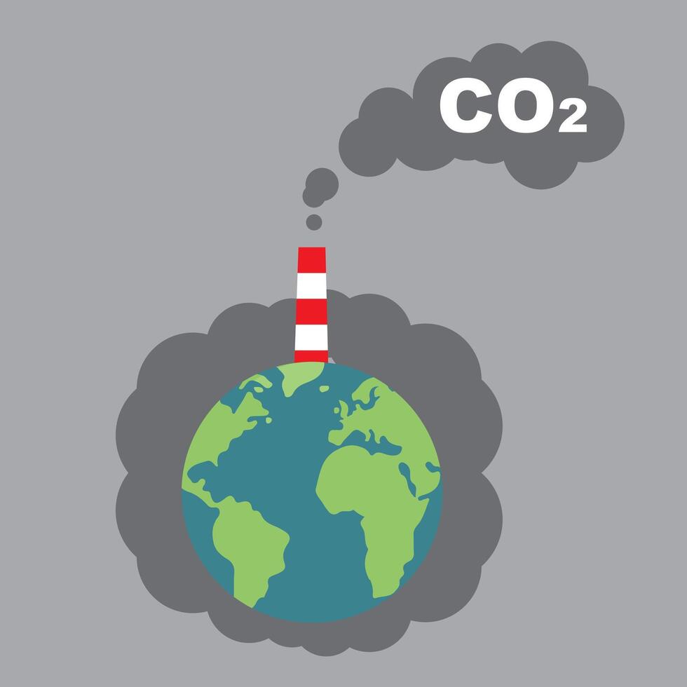Illustration of the Earth covered in CO2 vector