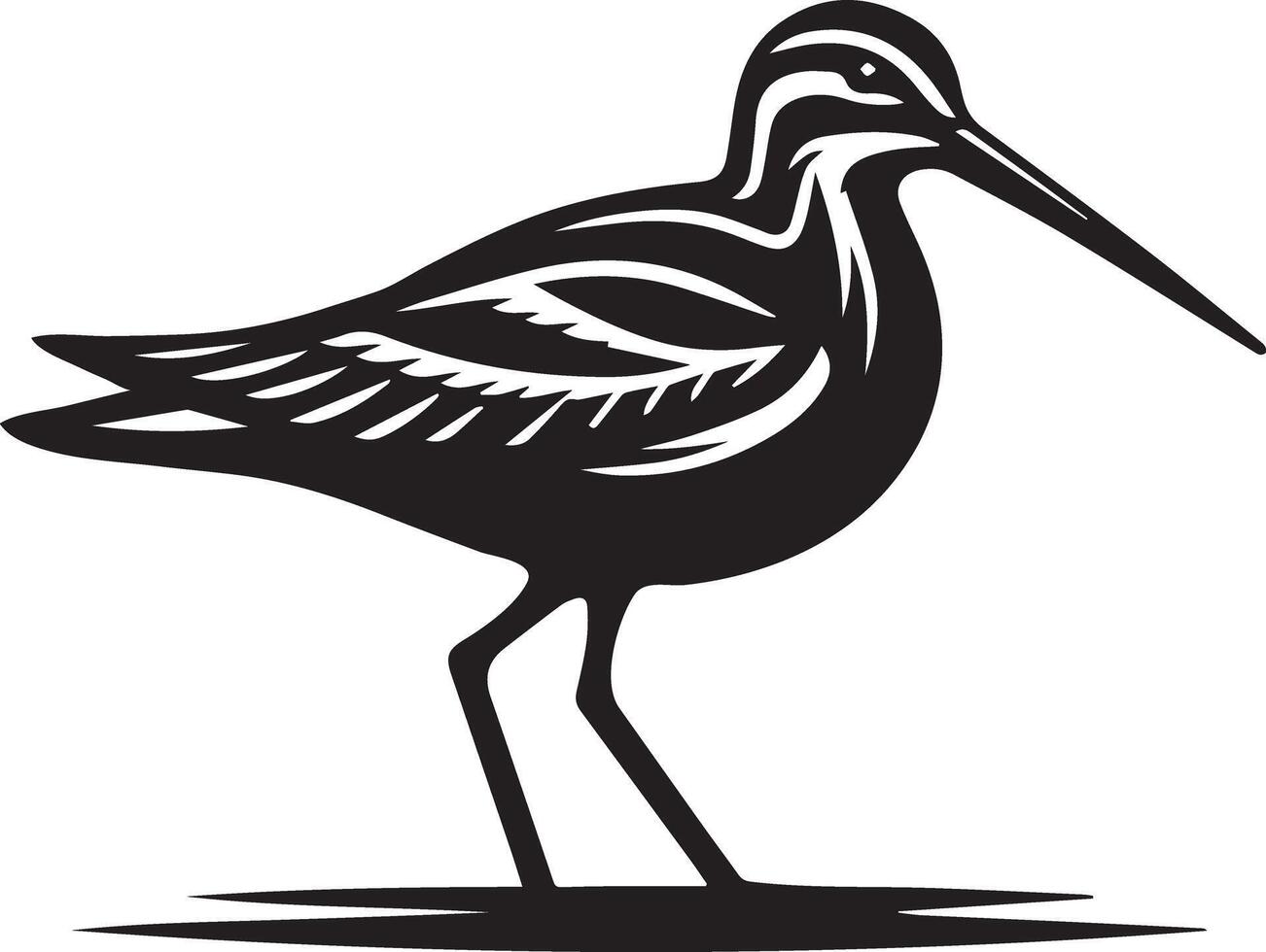 Snipe birds plain silhouette illustration, Perfect for nature-inspired projects, wildlife art, and minimalistic designs with a touch of elegance and charm. vector