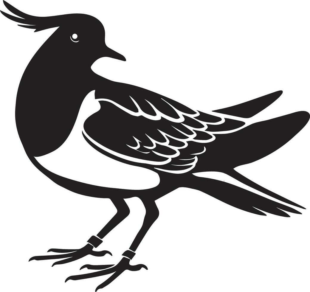 Lapwing bird flat silhouette illustration vector