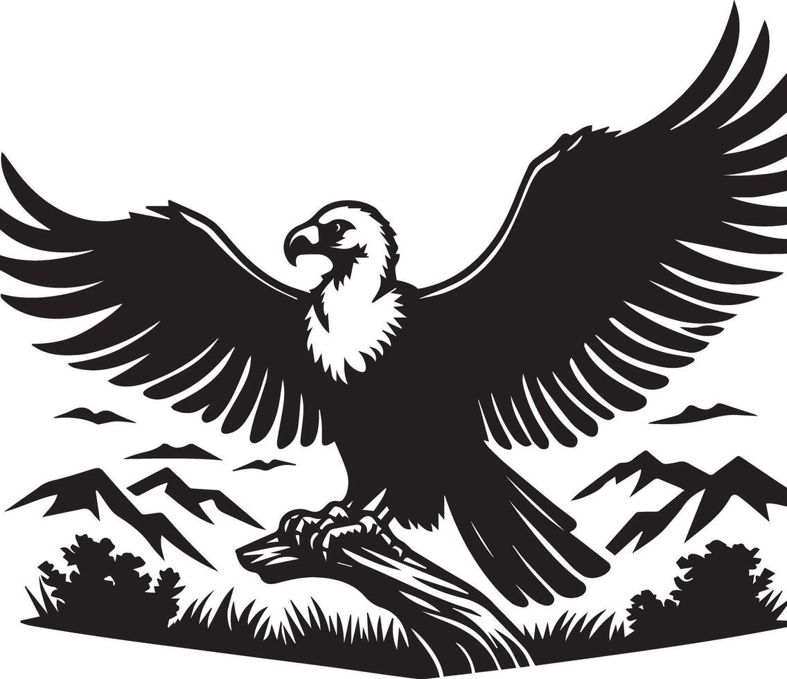 A striking silhouette image of a condor bird vector