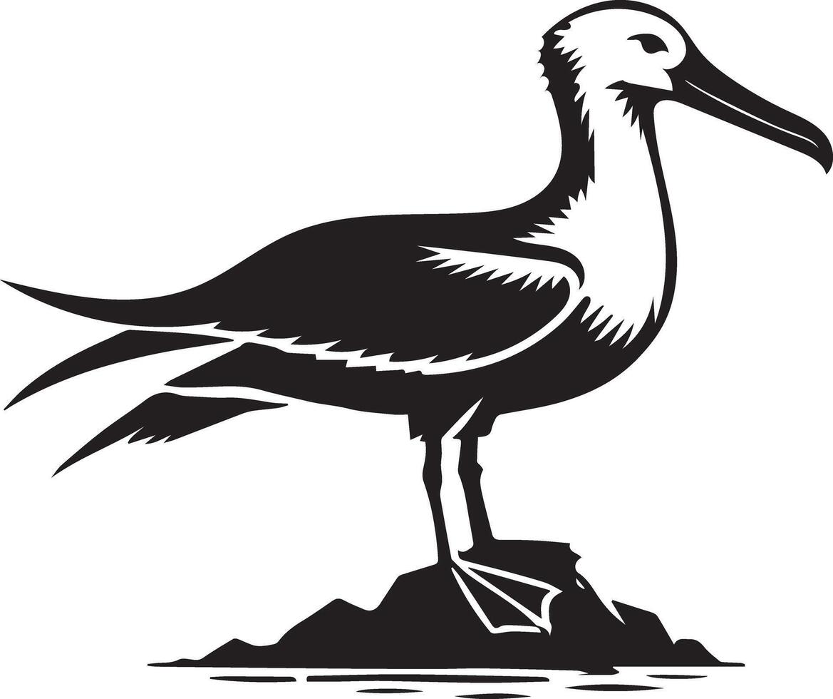 A silhouette image of flying albatross birds, showcasing their majestic wingspan and graceful flight. Ideal for creative designs, nature themes, and decorative art projects. vector