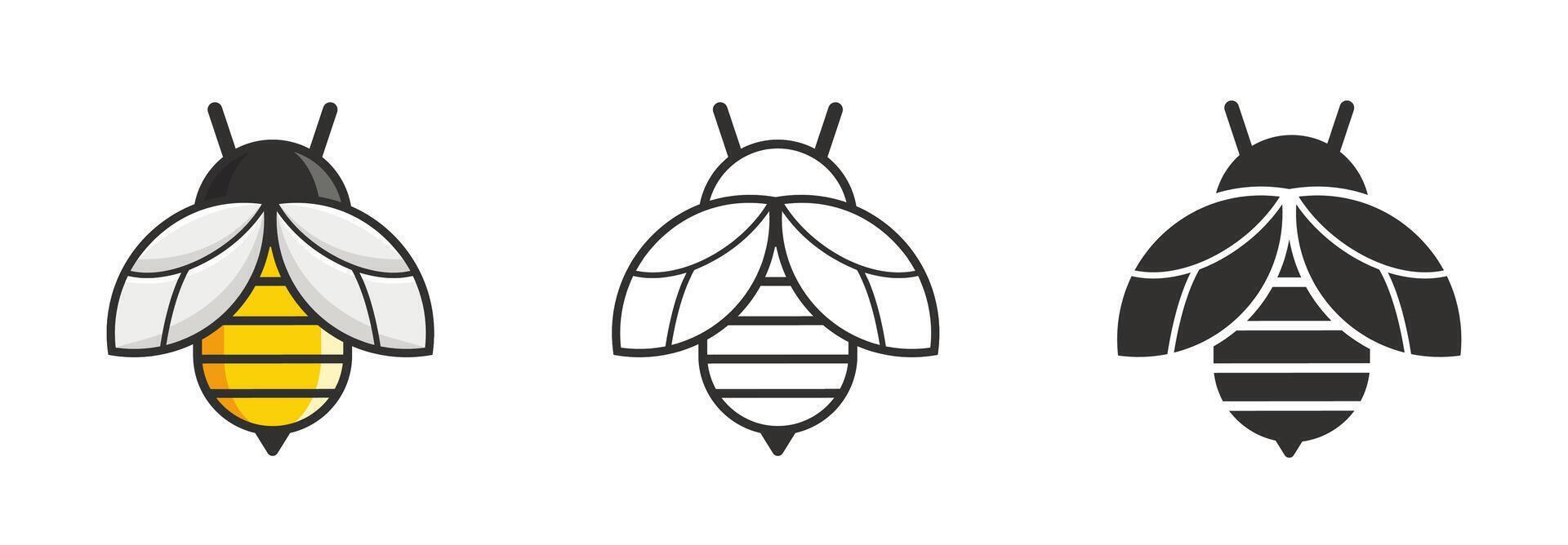 Bee Icon Flat Set vector