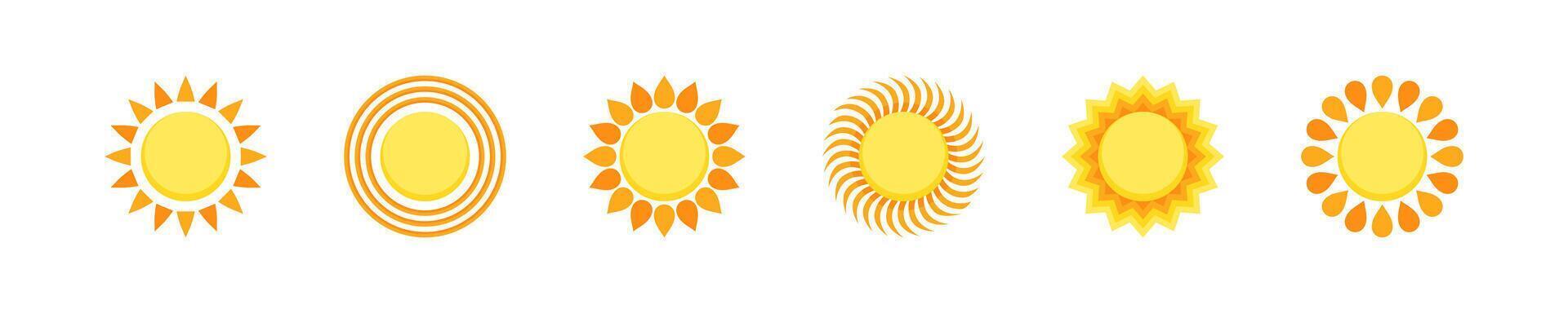 Cartoon Style Sun Icons in Various Designs vector