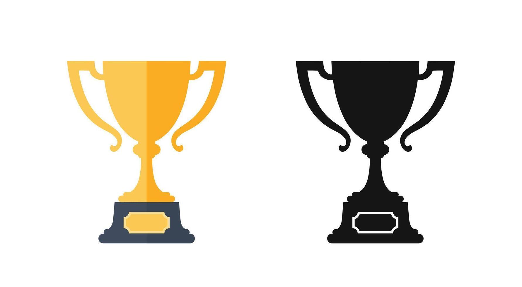 Gold and Black Trophy Icon Set vector