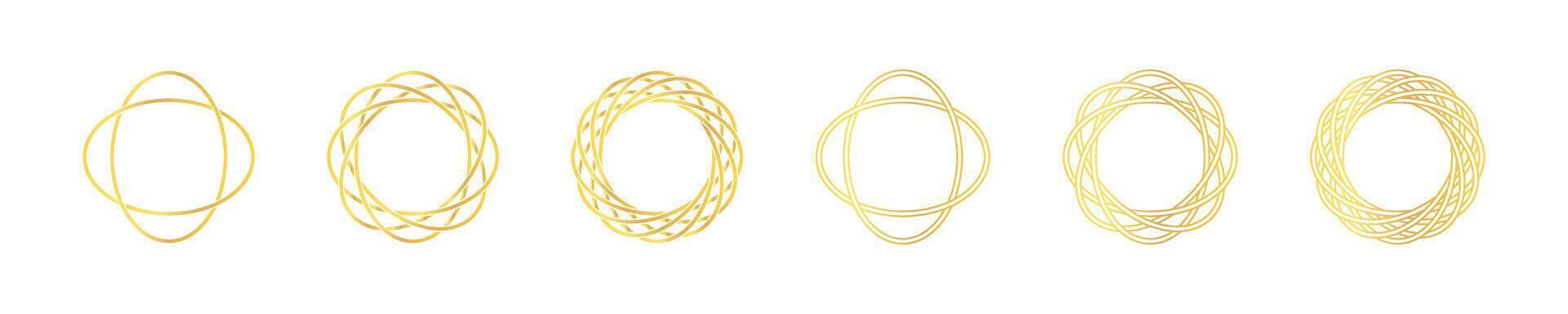 Elegant Gold Circular Line Pattern Set vector
