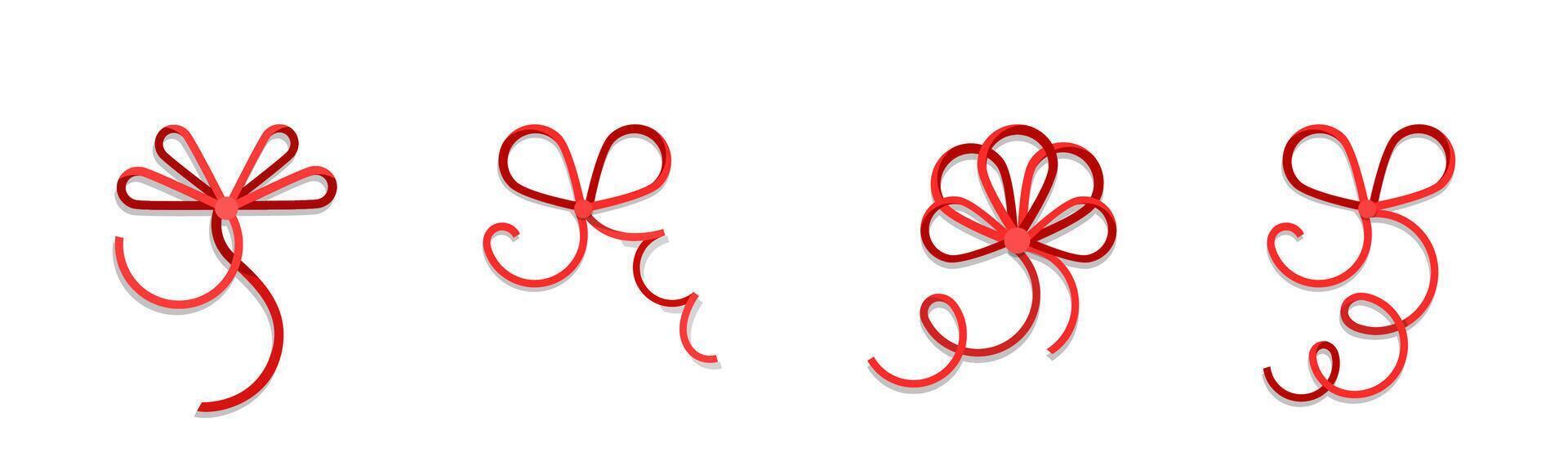 Red Ribbon Bows Set vector