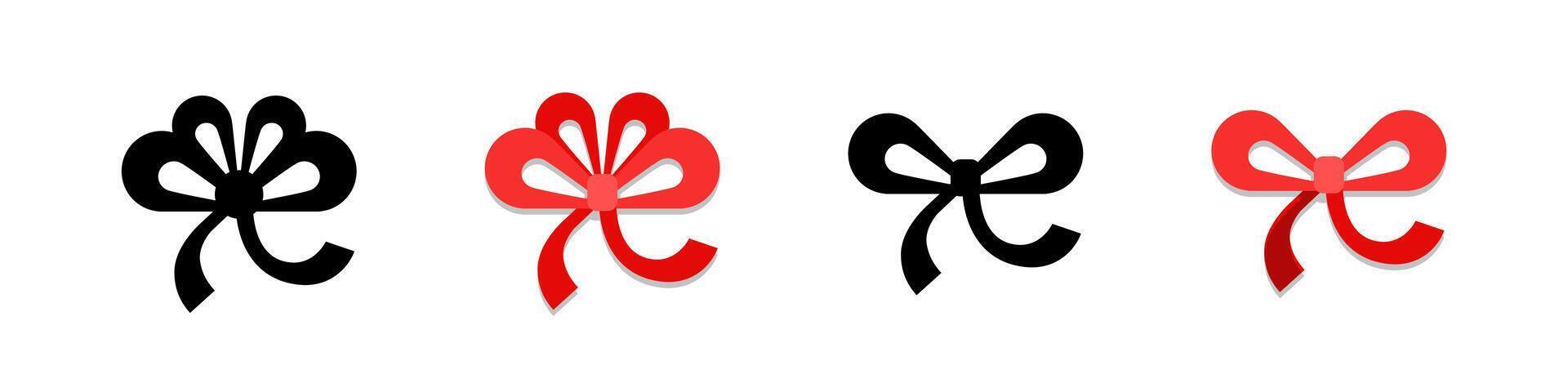 Stylized Black and Red Ribbon Bows Set vector