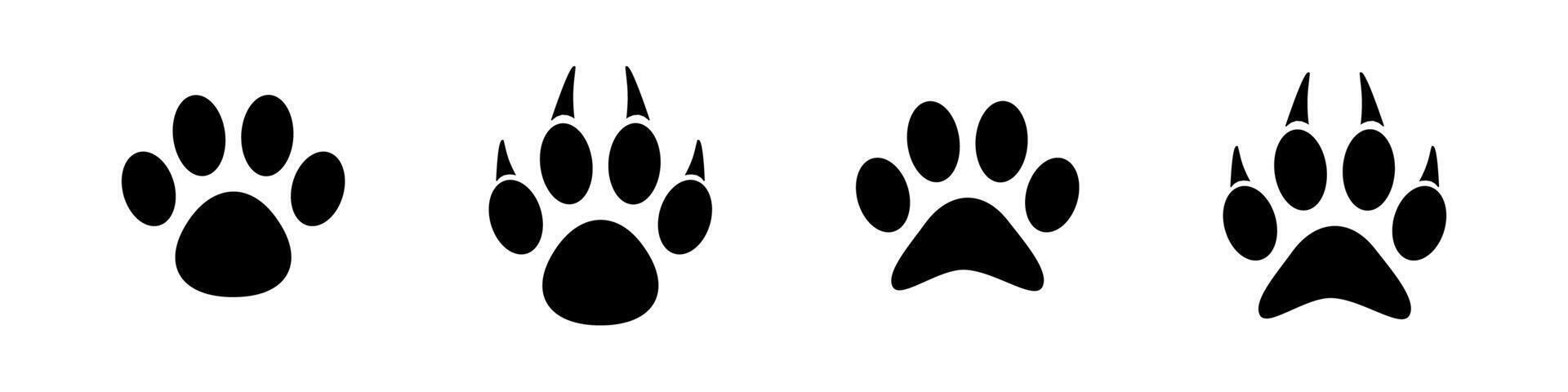 Animal Paw Print Icons with Claws vector