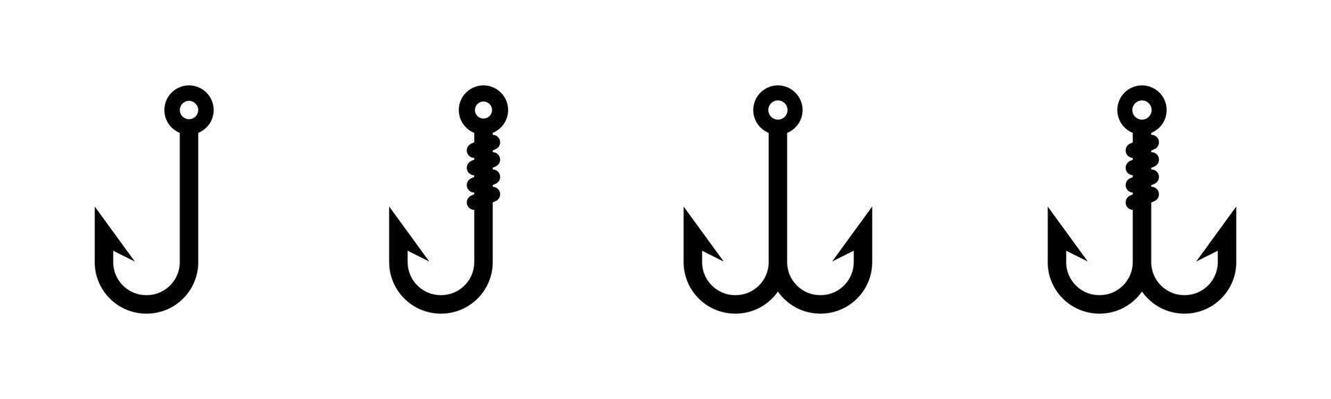 Fishing Hook Icons Flat Set vector
