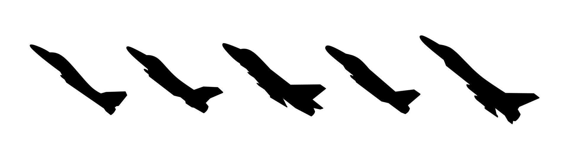 Jet Fighter Plane Silhouette Icon Set vector