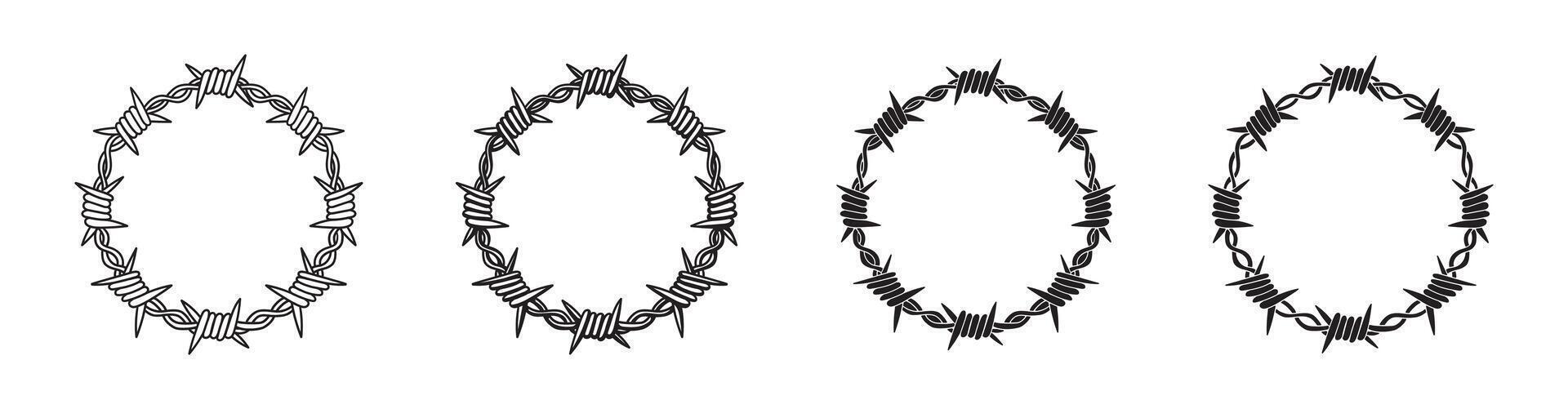 Barbed Wire Circle Frames Collection vector