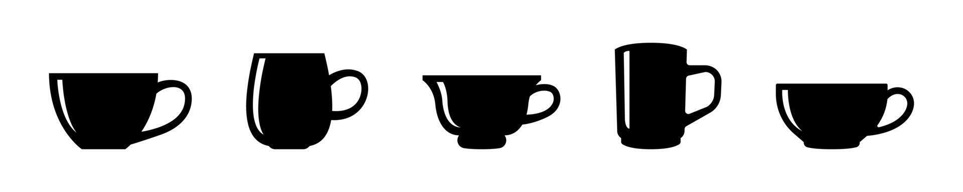 Coffee and Tea Cups Silhouette Collection vector