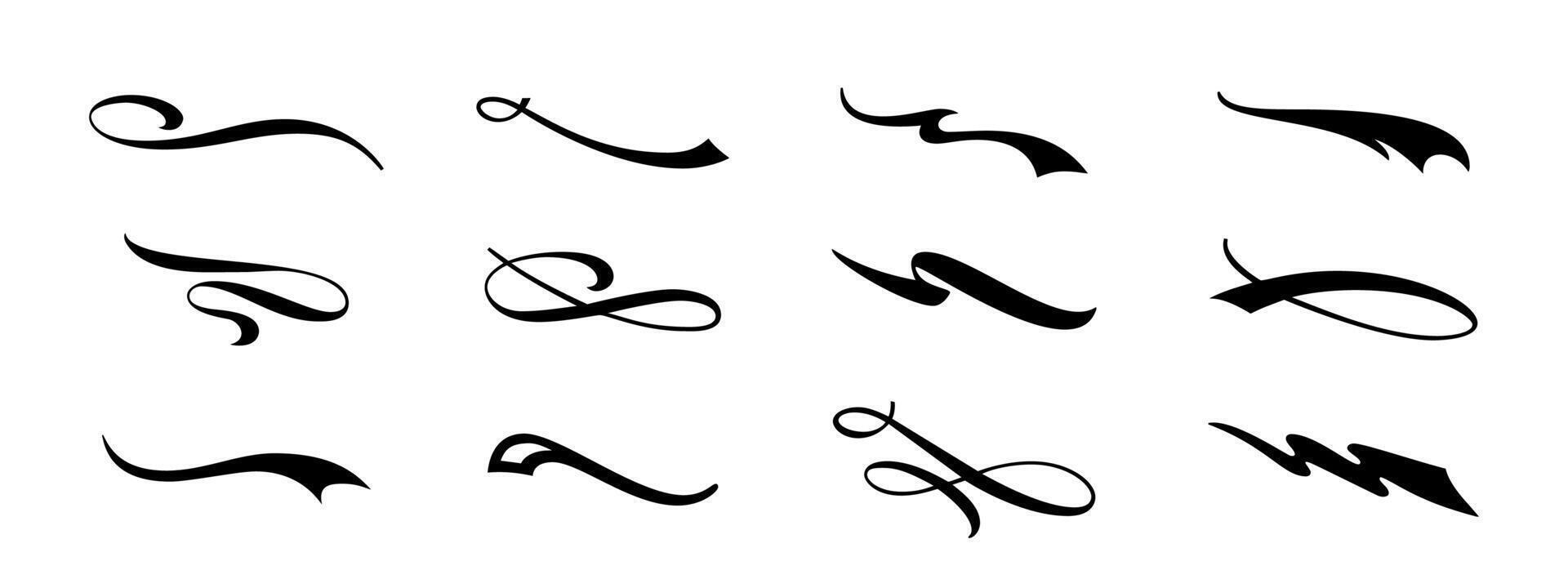 Decorative Calligraphic Flourishes and Swirls Doodle Set vector