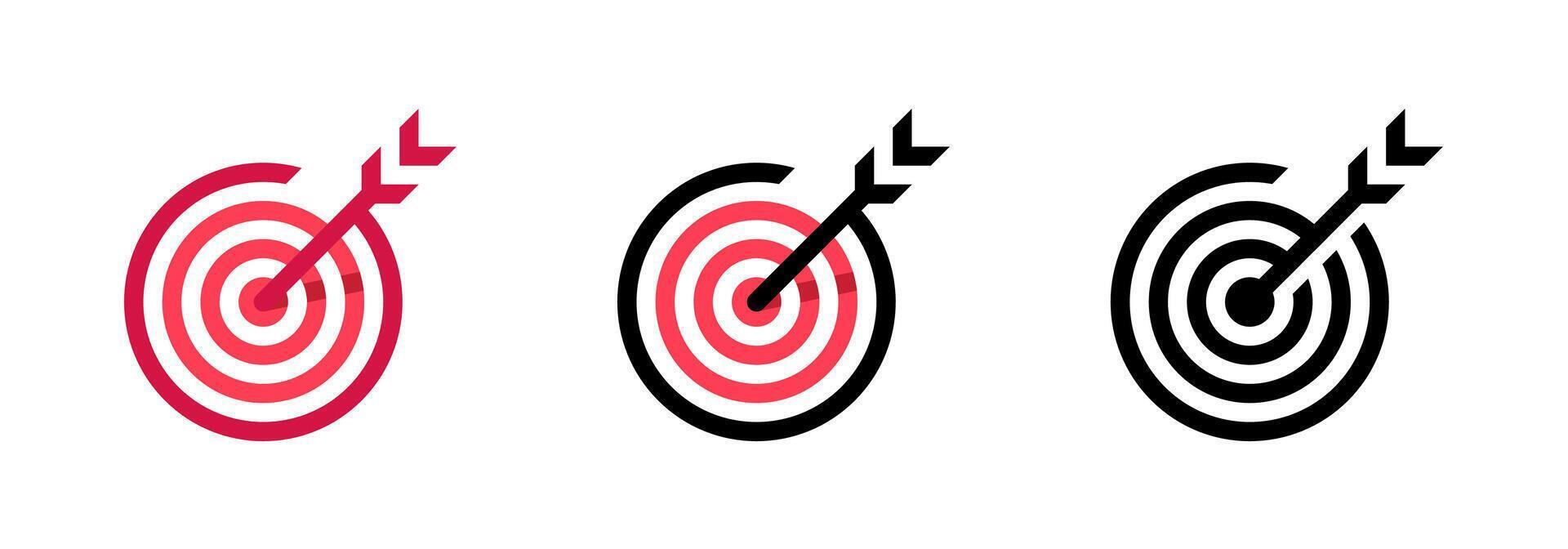 Target and Arrow Icon Set in Red and Black vector