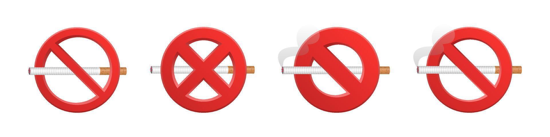 No Smoking Sign Collection for Public Areas Set vector
