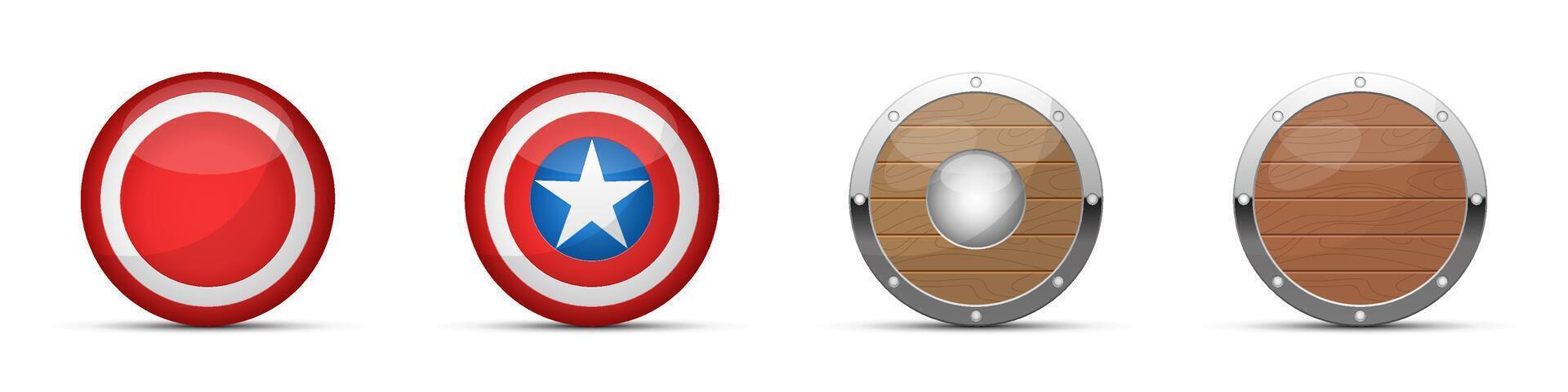 Set of Round Shields with Designs Set vector