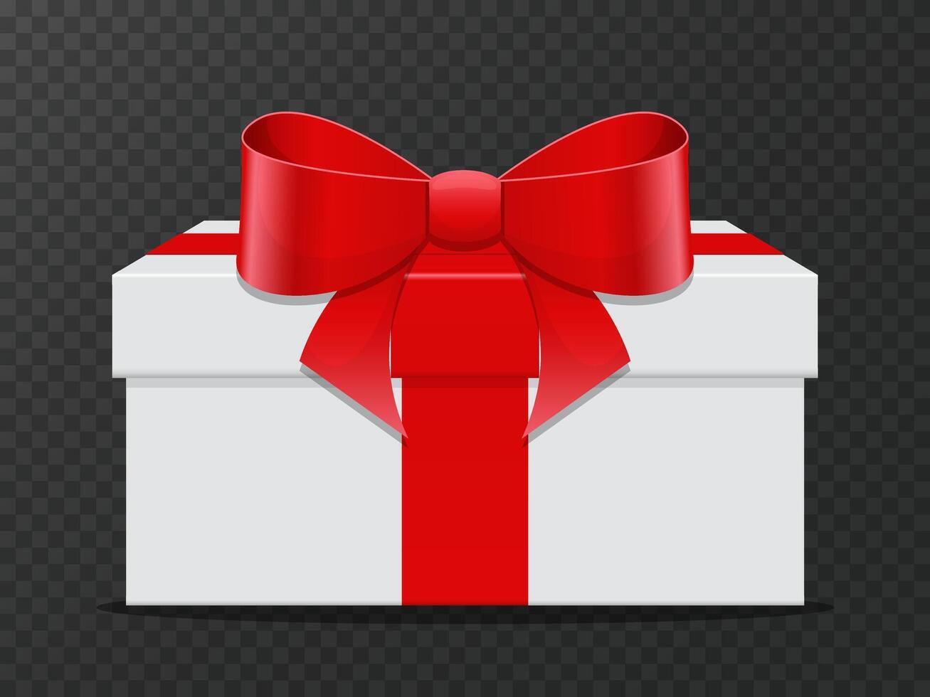 White Gift Box with Red Ribbon Bow Set vector