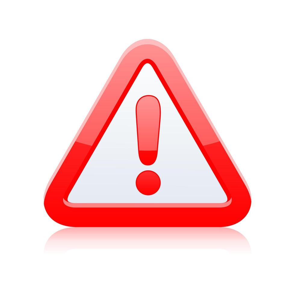 Red Warning Alert Symbol with Exclamation Mark Illustration vector