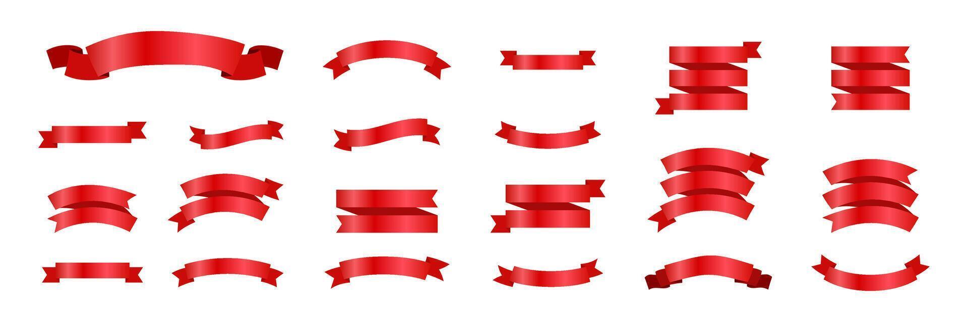 Red Ribbon Banner Flat Designs vector