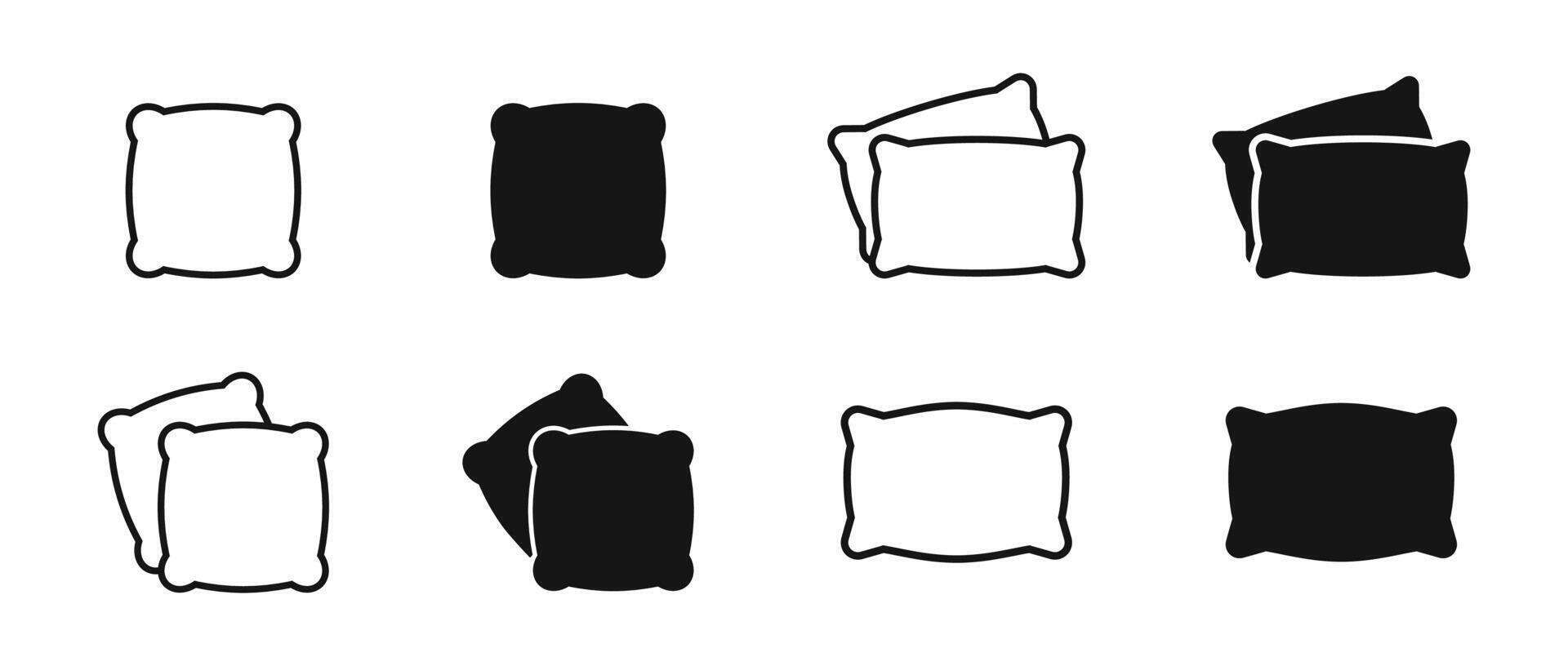 Minimalist Pillow Icons in Black and White Set vector