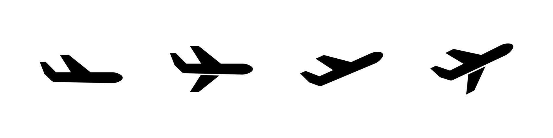 Silhouette Airplane Icons in Flight Set vector