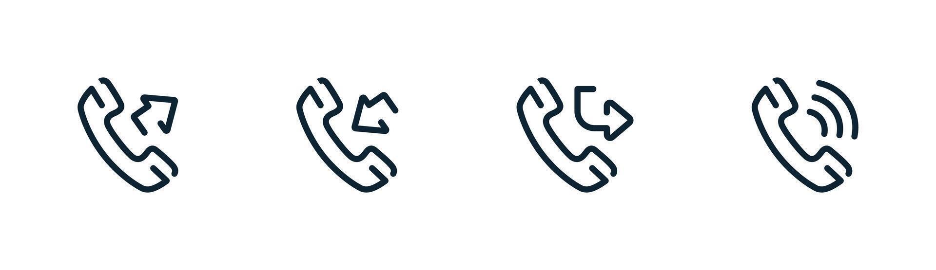 Phone Call Icons with Asrrows and Signals Outline Set vector