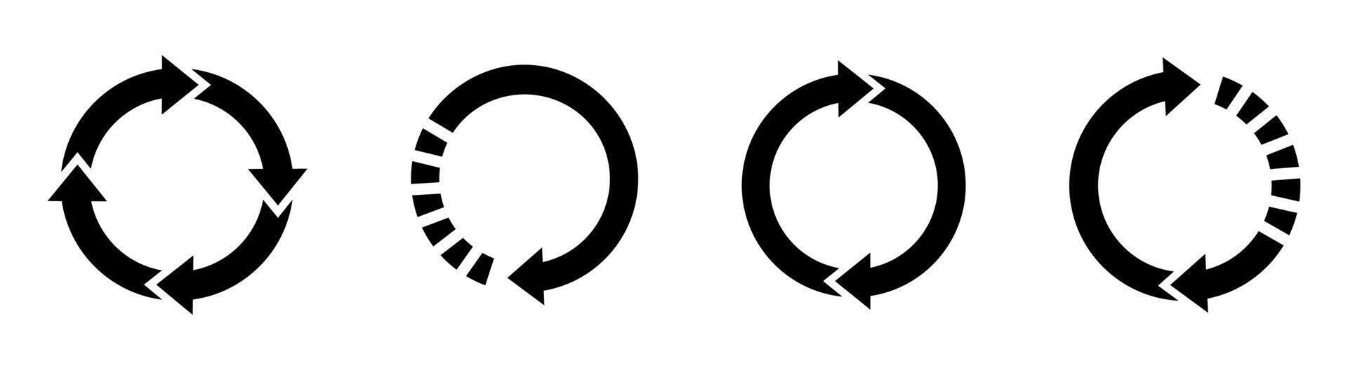 Black Circular Arrow Icons Set vector