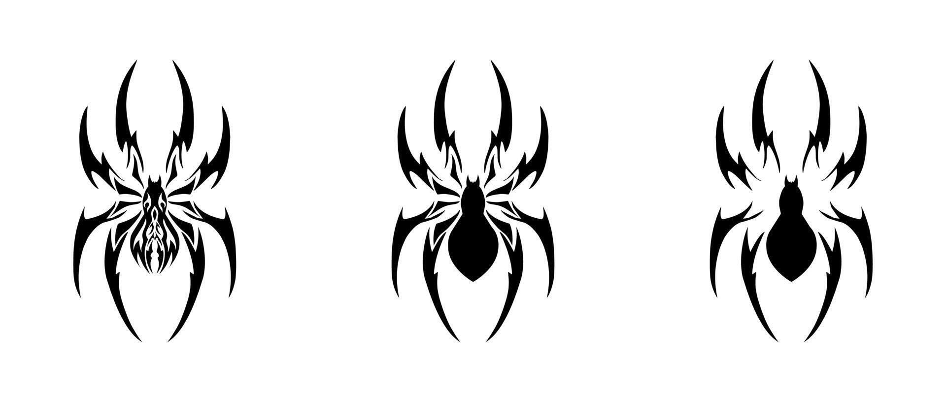 Stylized Spider Designs with Tribal Patterns vector