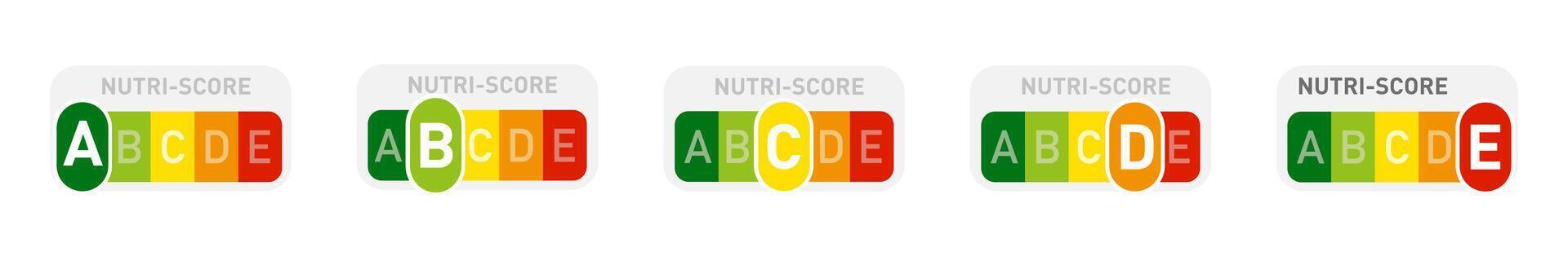 Nutri-Score Label System for Food Nutrition Set vector