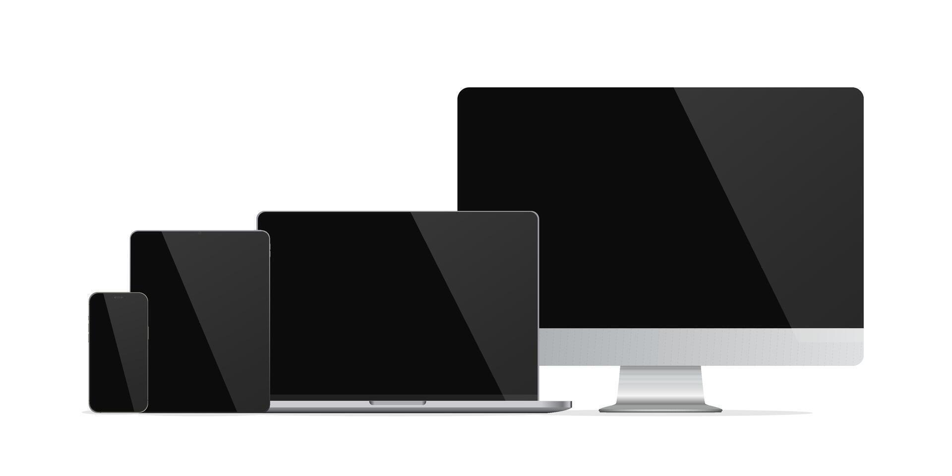 Modern Device Set. Smartphone, Tablet, Laptop, Desktop vector