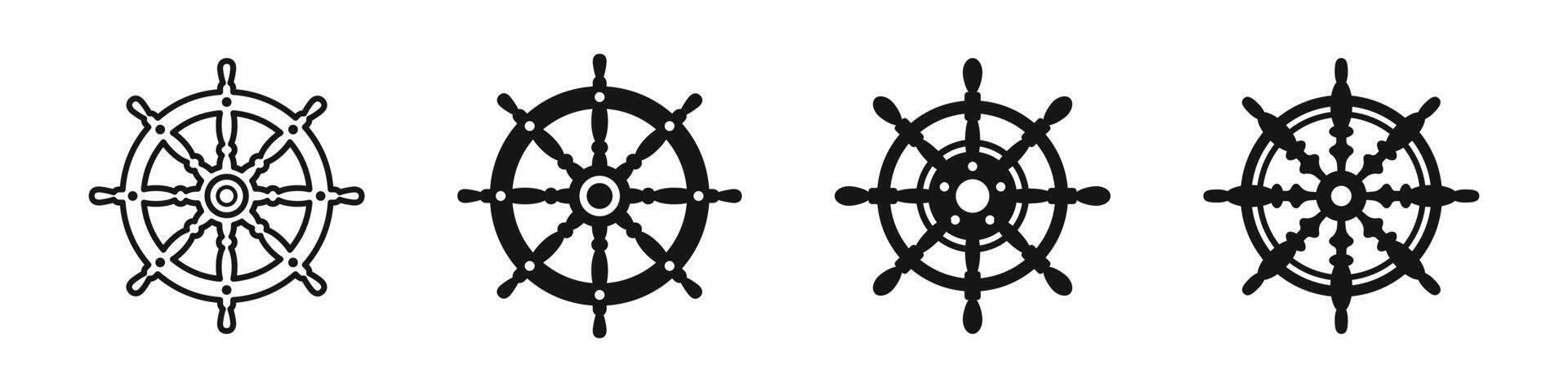 Nautical Ship Wheel Icon Variations vector