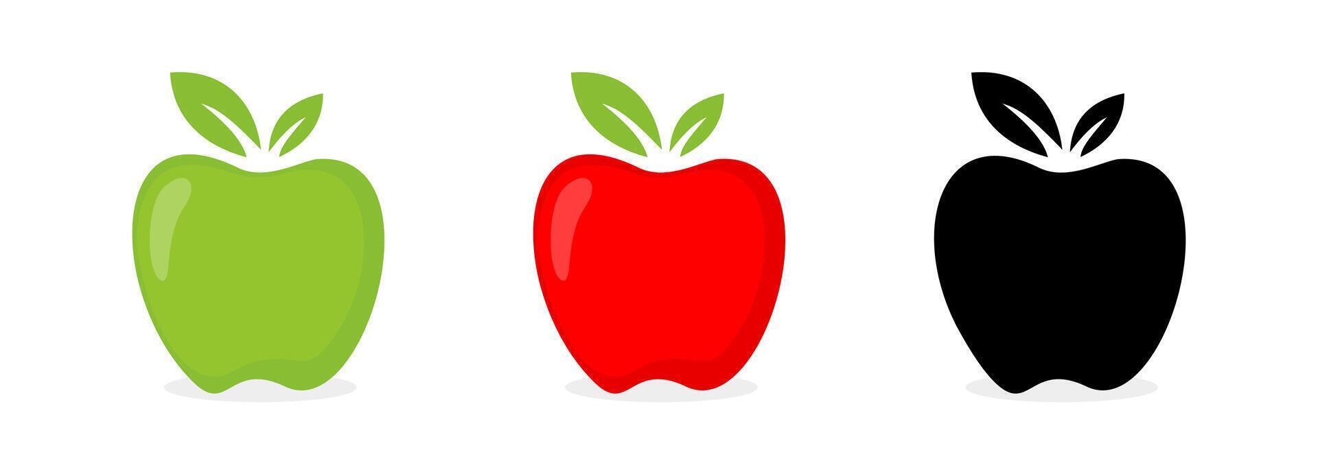 Green, Red, and Black Apple Icons Set vector