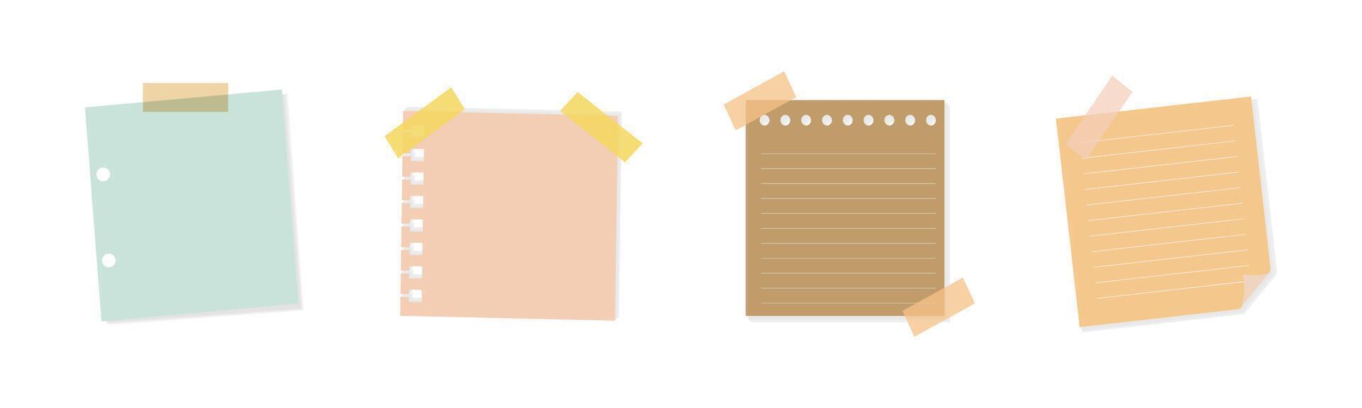 Colorful Sticky Notes with Sticker Tape Set vector