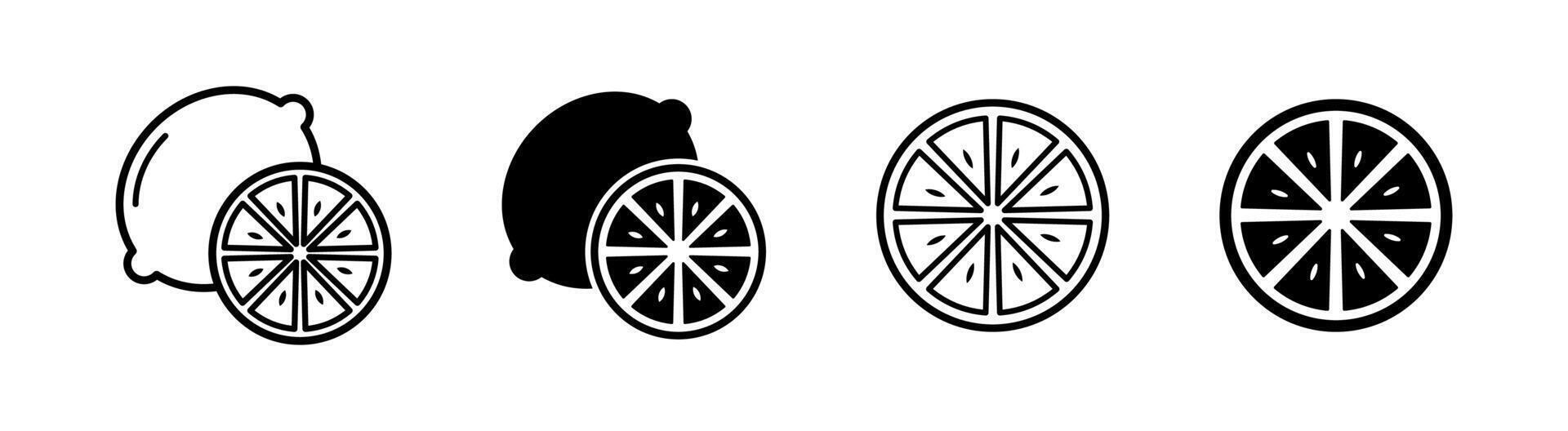 Lemon and Citrus Slice Icon Set vector