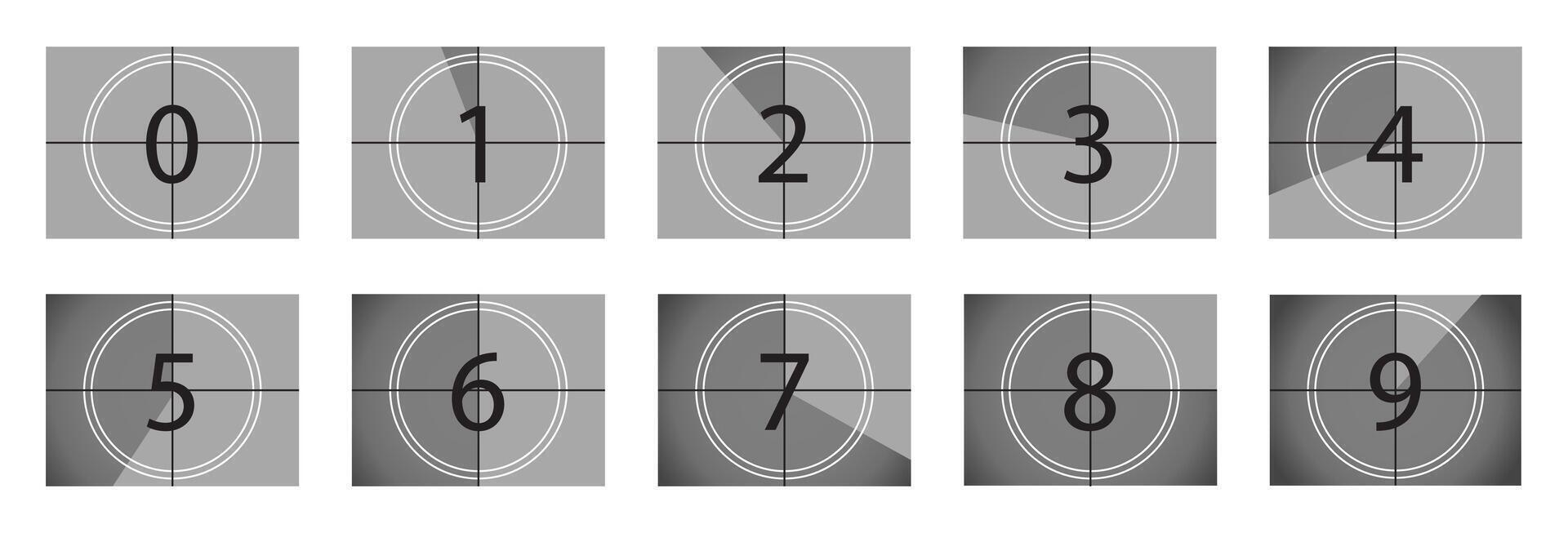 Classic Film Countdown Numbers Collection Set vector