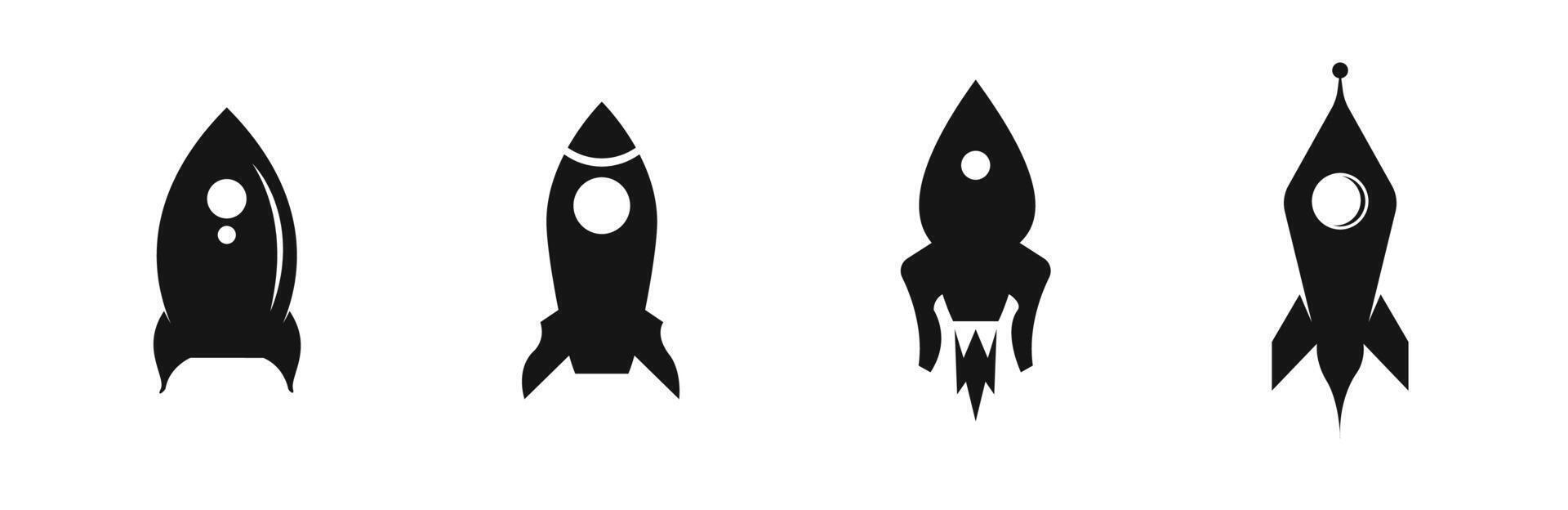 Set of Rocket Silhouette Icons Set vector