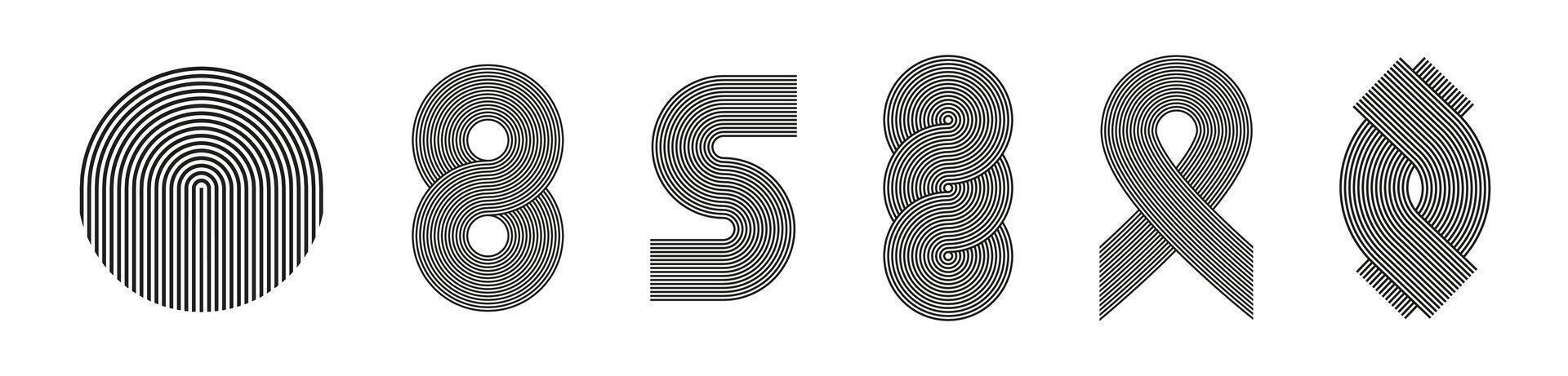 Abstract Line Art Shapes Illustration Collection vector