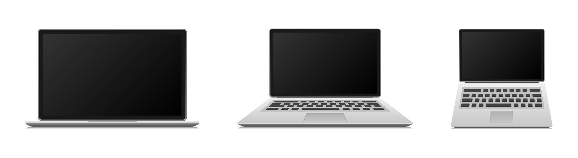 Modern Laptops with Black Screens Set vector