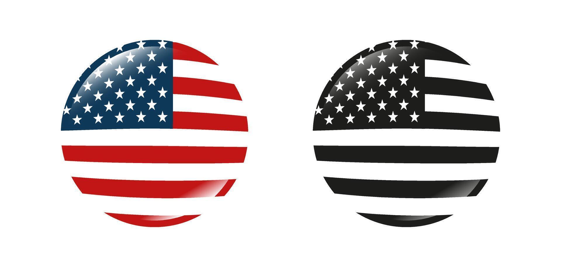 American Flag in Circular Shape Design Icons vector