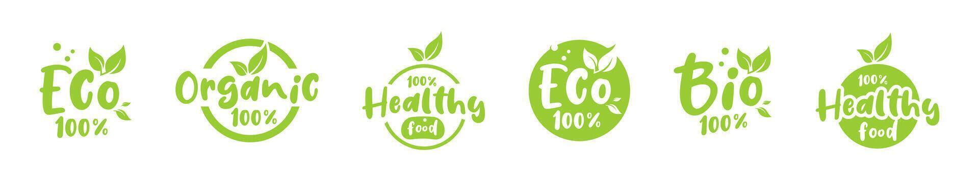 Eco-Friendly and Organic Food Labels Set vector