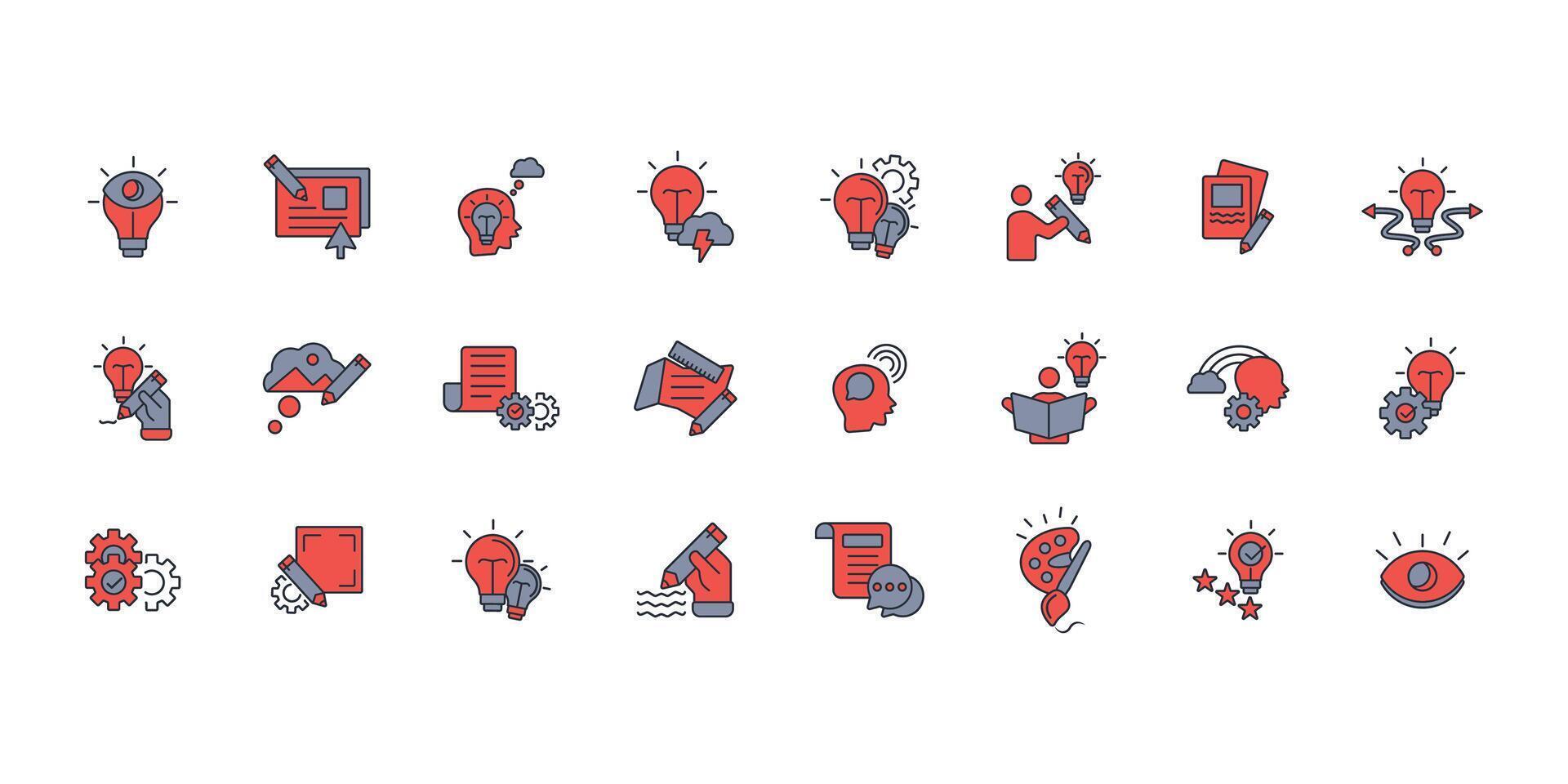 Creativity icon set...Editable stroke.linear style sign for use web design,logo.Symbol illustration. vector
