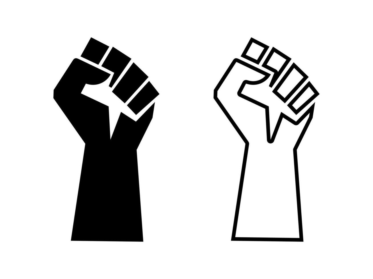 Black Power Fist Icon Set vector