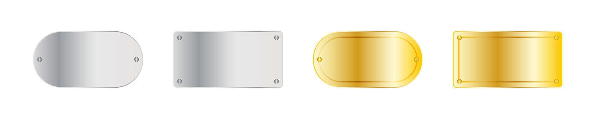 Metallic Nameplates in Silver and Gold Set vector