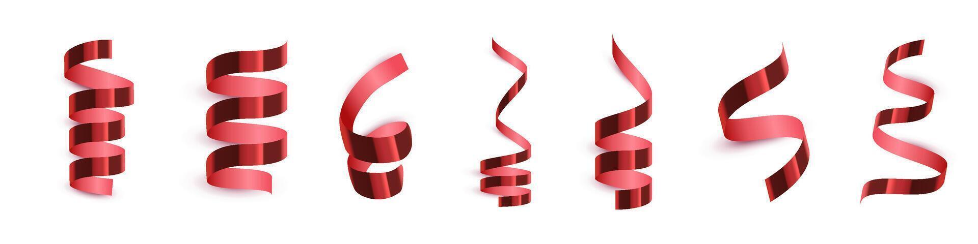 Red Ribbon Spiral Decorations Collection vector