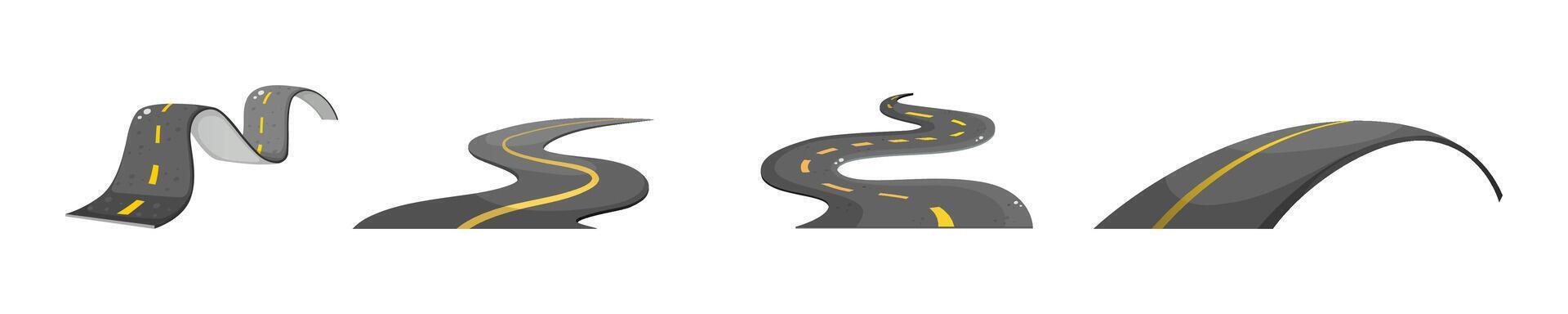 Curved and Winding Road Illustrations Set vector
