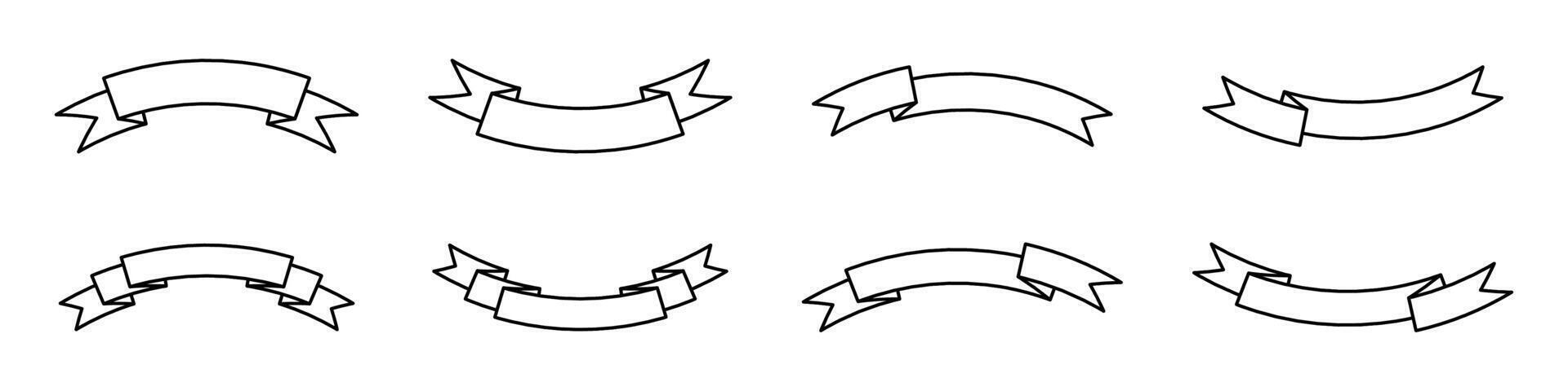Outline Banner Ribbon Designs Set vector