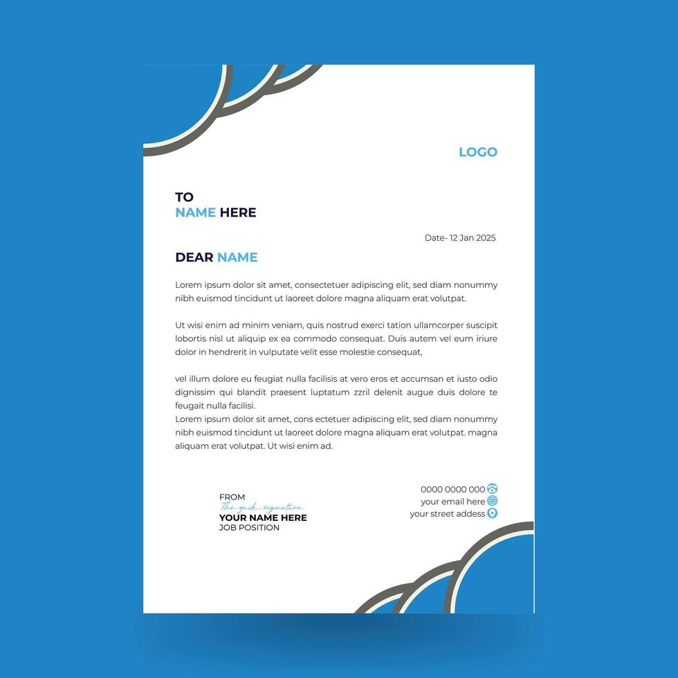 Letterhead Creative business in abstract design template. Modern corporate . Creative and Professional business letterhead design template. vector