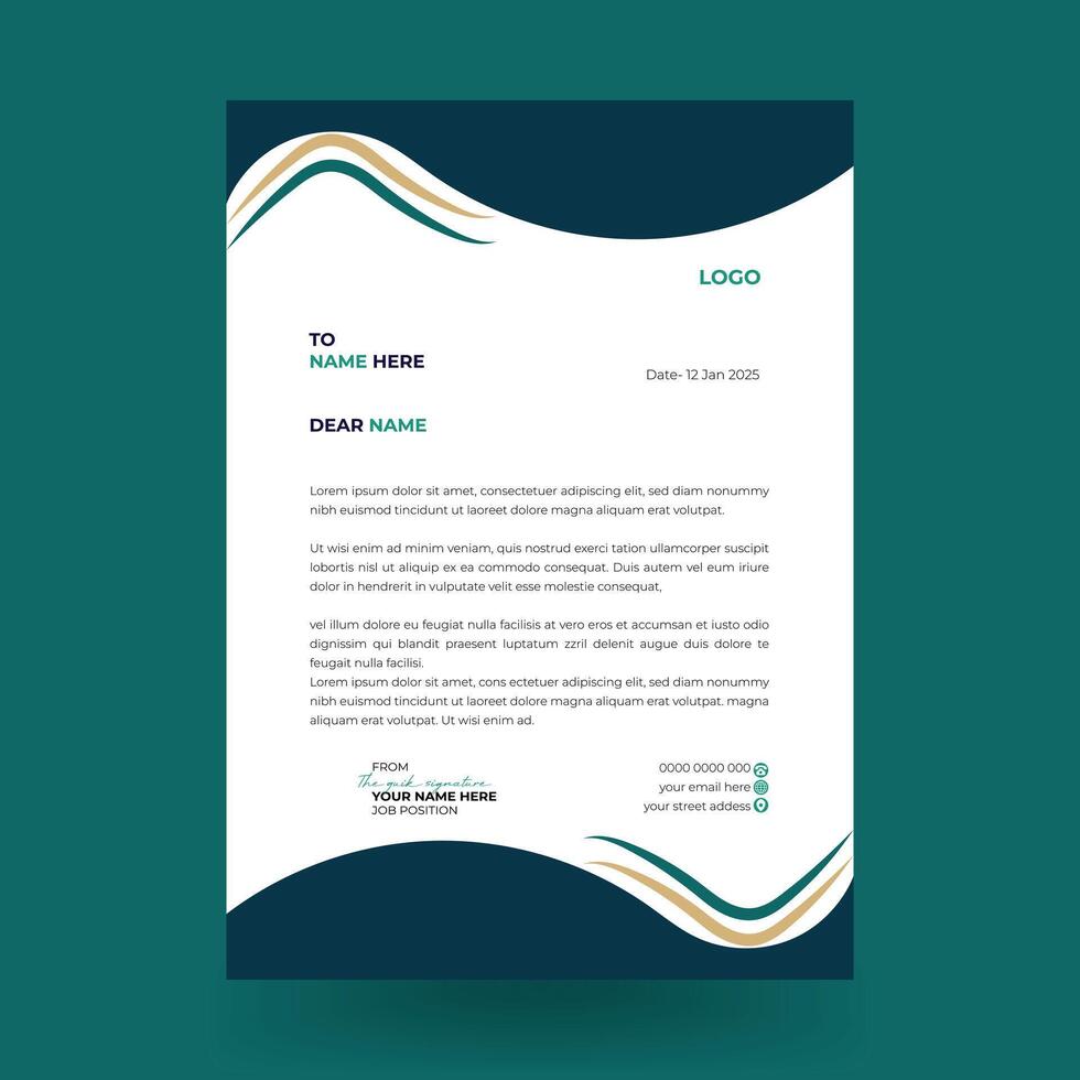 Creative business in abstract design template. Creative and Professional business letterhead design template. with blue color and yellow color. vector