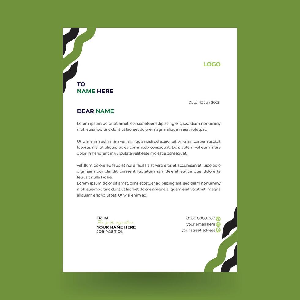 Creative business in abstract design template. Creative and Professional business letterhead design template with black and black color. vector